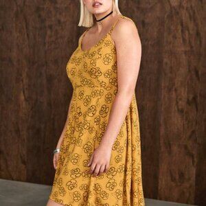 Torrid Marigold Yellow Floral Print Jersey Slip Dress Size 3